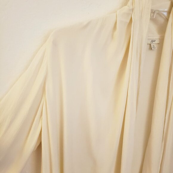J. Jill Cream Longline Rayon Crepe Relaxed Fit Cardigan Waterfall Front XL EUC - Picture 3 of 7